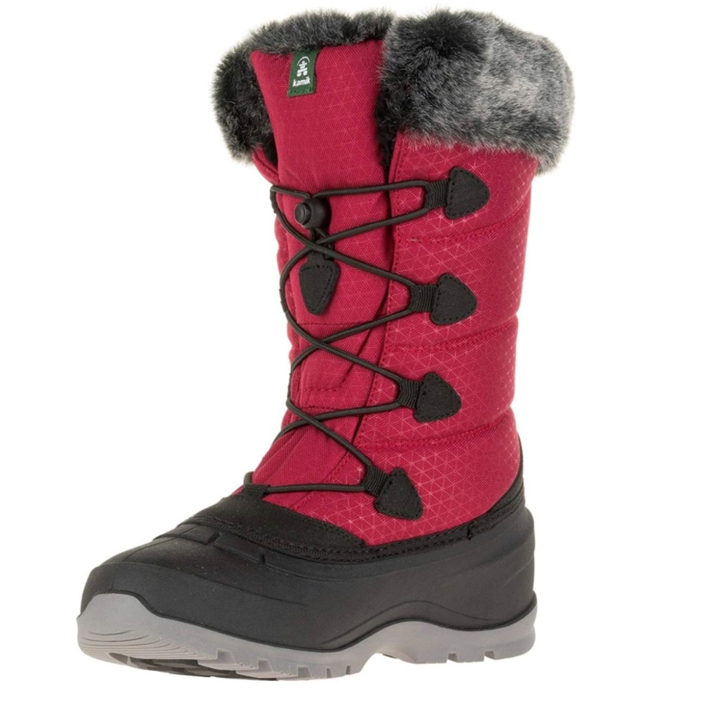 Kamik red & black Momentum furry Snow Boot size 6